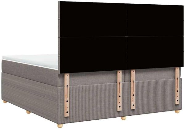 vidaXL Boxspringbett mit Matratze Taupe 200x200 cm Stoff 3294467 Bild 8