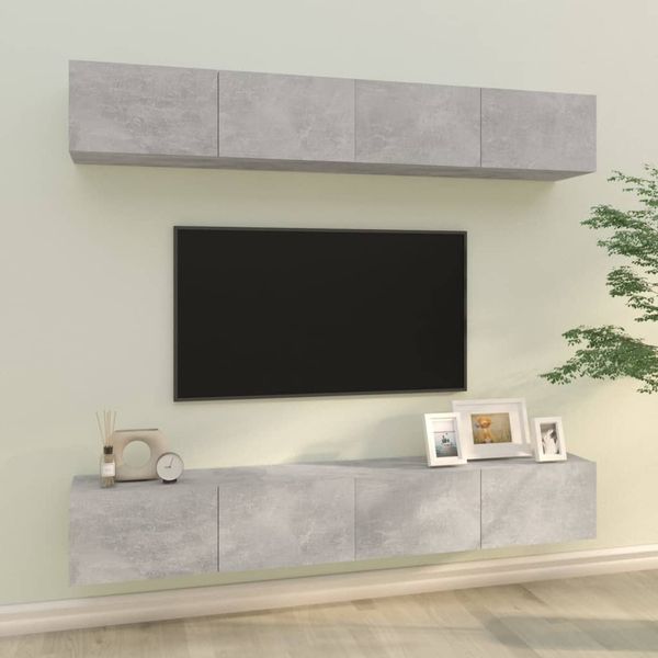vidaXL TV-Wandschränke 4 Stk. Betongrau 100x30x30 cm 3114193