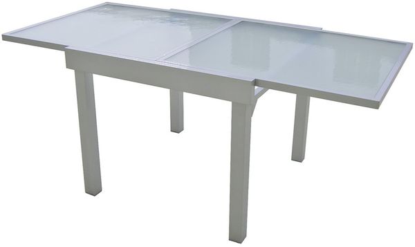 Gartentisch ADAM - Aluminium/Temperglas, Grau, 90x90x75cm | Ausziehtisch Esstisch Wetterfest Outdoor Tisch