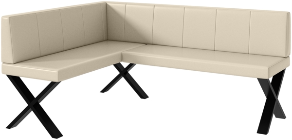 MEBLINI Eckbank für Esszimmer - Küchenbank - Essecke - Sitzecke Küche - PETER - X-Beine 128x168x87cm Links - Creme Kunstleder