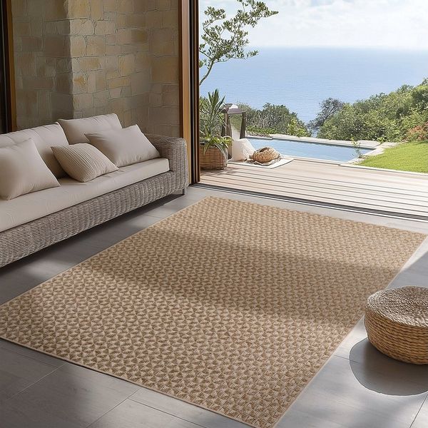 Carpettex Outdoorteppich Boho Design, Rechteckig, Höhe: 5 mm, Outdoor Teppich Wetterfest Modern Design Wohnzimmer Küchen Terrasse