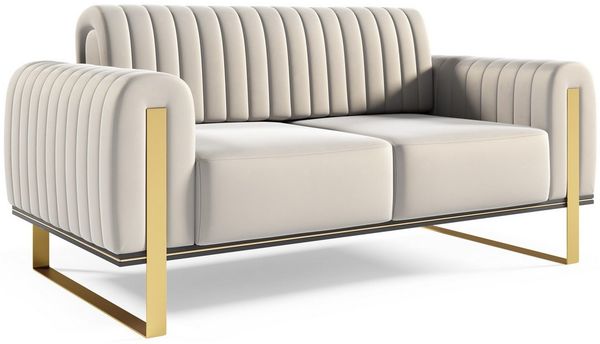 yourhouse24 2-Sitzer Sofa Designersofa Vamos in Samt, Samt-Optik, Metallgestell, Glamour-Stil, Kompakte Maße