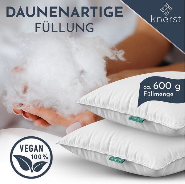 KNERST Kopfkissen Kopfkissen Nano Cloud Fill 100% Polyester, Füllung: NanoCloudFill Technologie – 100% Polyester, ergonomisches Schlafkissen ideal für jede Schlafposition, Kissen mit eleganter, weißer Biese