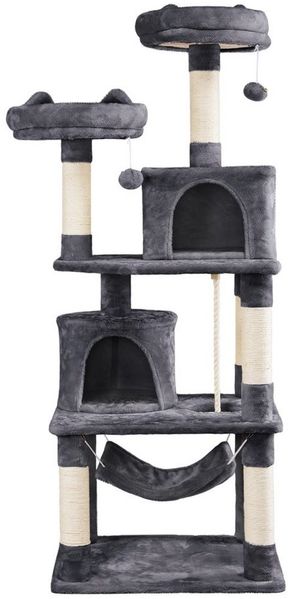 Yaheetech Kratzbaum 158/179/181 cm (H), Katzenbaum Kletterbaum 2 Aussichtsplattformen & 2 Höhlen & Hängematte