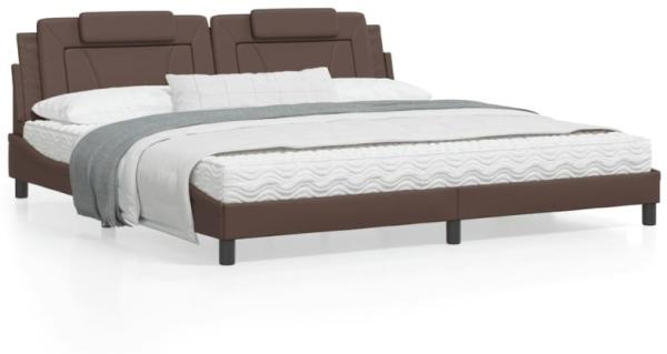 Bett mit Matratze Braun 200x200 cm Kunstleder (Farbe: Braun)