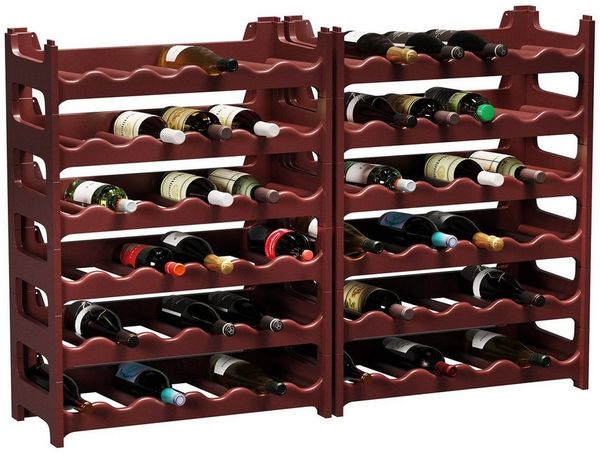 ARTECSIS Weinregal stapelbar Kunststoff für 72 Flaschen, stabiles Flaschenregal in Gastronomie-Qualität, modular erweiterbar, Braun