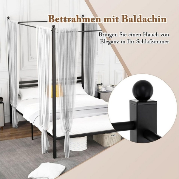 KOMFOTTEU Metallbett, Himmelbett Doppelbett mit Unterbett-Stauraum, bis 300 kg Bild 3