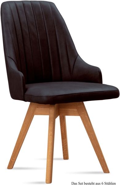 Esszimmerstuhl drehbar (6er-Set) Dotti 52x91x60 Eiche geölt/Espresso