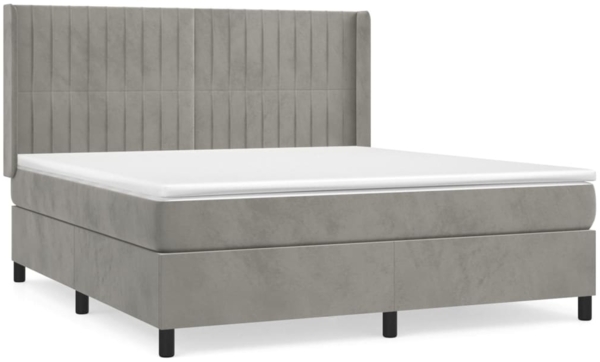 vidaXL Boxspringbett mit Matratze Hellgrau 180x200 cm Samt 3132813