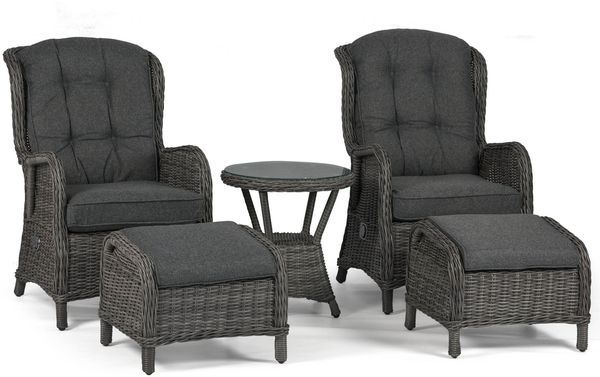 osoltus Sandy Stone Set Alu Korbsessel Ohrensessel Anthrazit verstellbar 5 tlg.