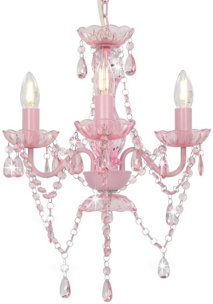 vidaXL Kronleuchter mit Perlen Rosa Rund 3×E14 281598