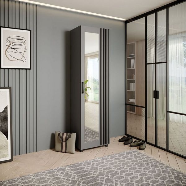 Beautysofa Garderobenschrank mit Tür und Spiegel LIVIA