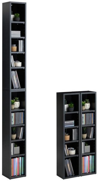 CARO-Möbel CD-Regal CHART, Medienregal aus 2 Modulen Medien Aufbewahrung bis 160 CDs beton dunkel