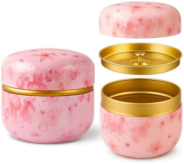 Goodwei Teedose Chazutsu Matcha Teedose aus Metall: japanisches Design, pink, Weißblech, (3-tlg)