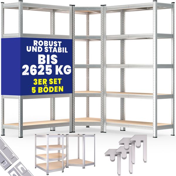 MONZANA® 3er Set Schwerlastregal Eckregal