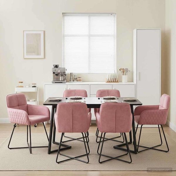 vidaXL Esszimmerstühle 6 pcs Samt (V) Rosa 59 x 56,5 x 86 cm 3428222