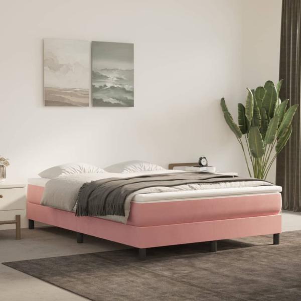 Boxspringbett Rosa 140x200 cm Samt [3120777]