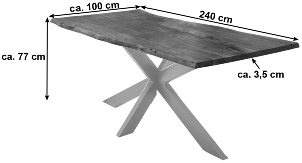 Esstisch Baumkante Akazie Nussbaum 240x100 cm silber TABEA 528737 Bild 6