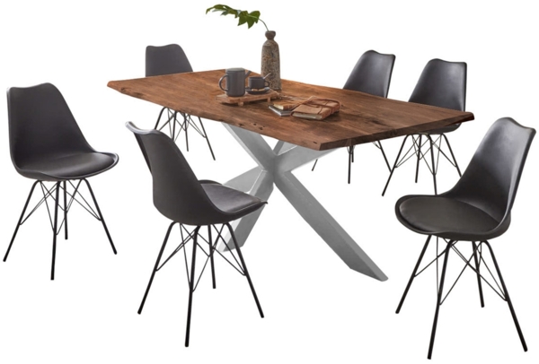 Esstisch Baumkante Akazie Nussbaum 240x100 cm silber TABEA 528737 Bild 5