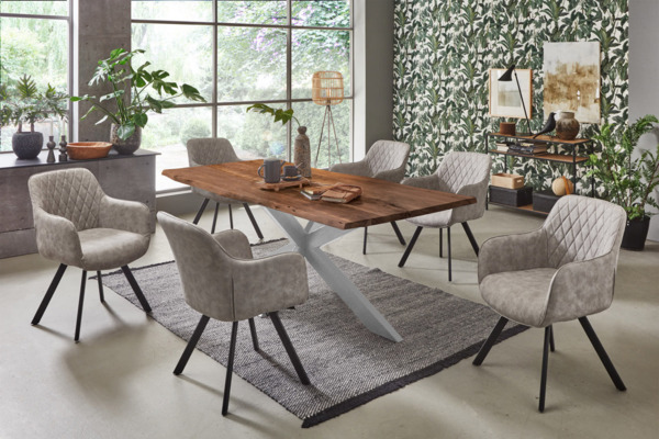 Esstisch Baumkante Akazie Nussbaum 240x100 cm silber TABEA 528737 Bild 4