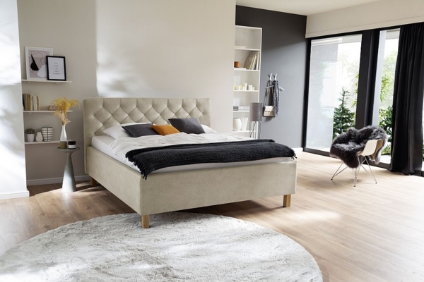 Polsterbett San Remo mit Bettkasten - Stoff Taubenblau Bild 2