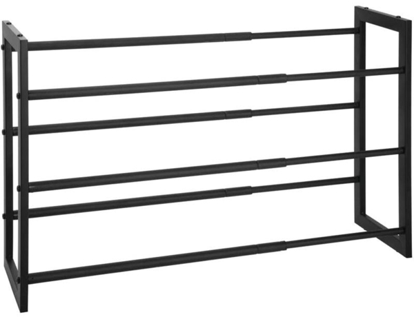 mDesign Schuhregal Schuhablage Schuhschrank ausziehbar 3 Ebenen Metall Schwarz