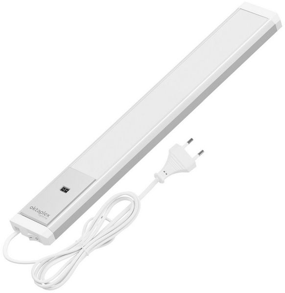 Oktaplex lighting LED Unterbauleuchte flach Unterbauleuchte Küche LED 40cm Alu 400lm 6W, Sensor für Gestensteuerung, LED, warmweiß, 3000K Lichtleiste Küche Alu mit Schalter