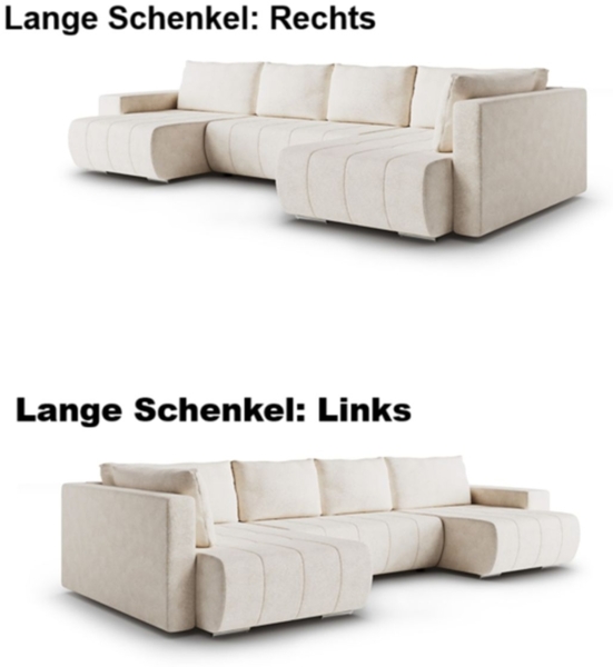 Wohnlandschaft Schlafsofa ARMANDA in Stoff Blur Schwarz langer Schenkel Links Bild 4