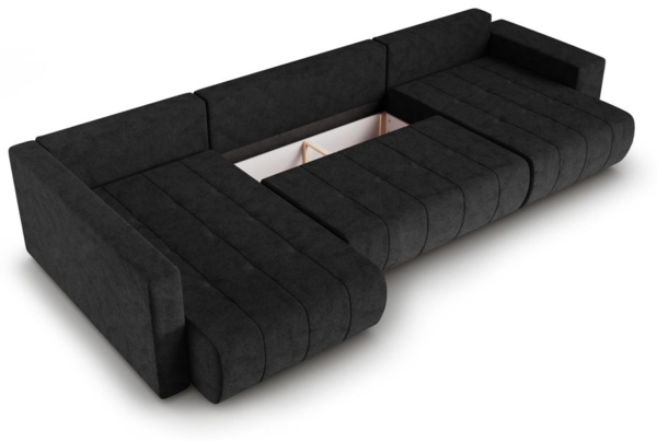 Wohnlandschaft Schlafsofa ARMANDA in Stoff Blur Schwarz langer Schenkel Links Bild 2