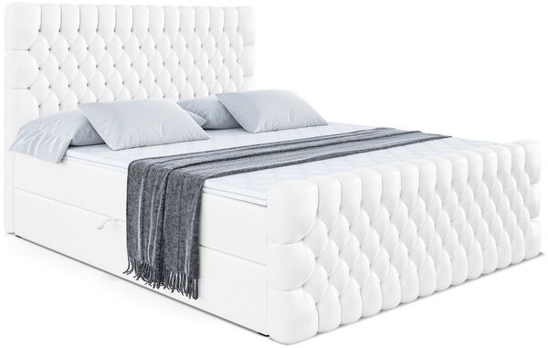 ALTDECOR Boxbett DAISY-Z (Multipocket-Matratze H4, H3 Matratze Bonellfederung, Topper, Kopfteil), Doppelbett mit Fußteil