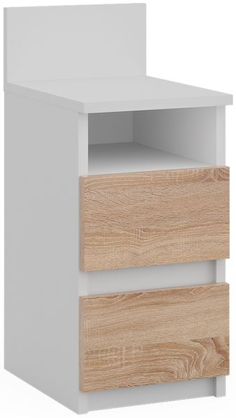 Nachttisch Monty Weiß/Sonoma 25 x 59.1 cm mit 2 Schubladen Vicco