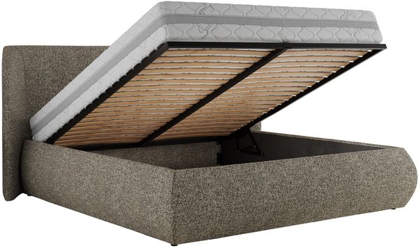 Polsterbett mit Lattenrost, Doppelbett Bettkasten, Bettgestell mit Gasdruckfeder - CAELA CLASSIC - 200 x 200 cm - Grau Struktur Bild 6