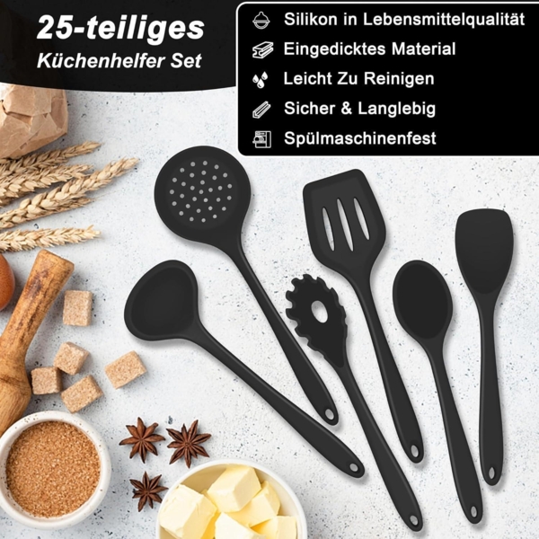 Joyfair 25tlg. Silikon Küchenutensilien Set Antihaft Spülmaschinenfest Bild 4