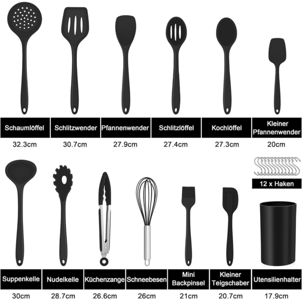 Joyfair 25tlg. Silikon Küchenutensilien Set Antihaft Spülmaschinenfest Bild 2