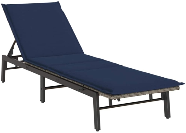 vidaXL Sonnenliege mit Auflage Grau Poly Rattan 4104086