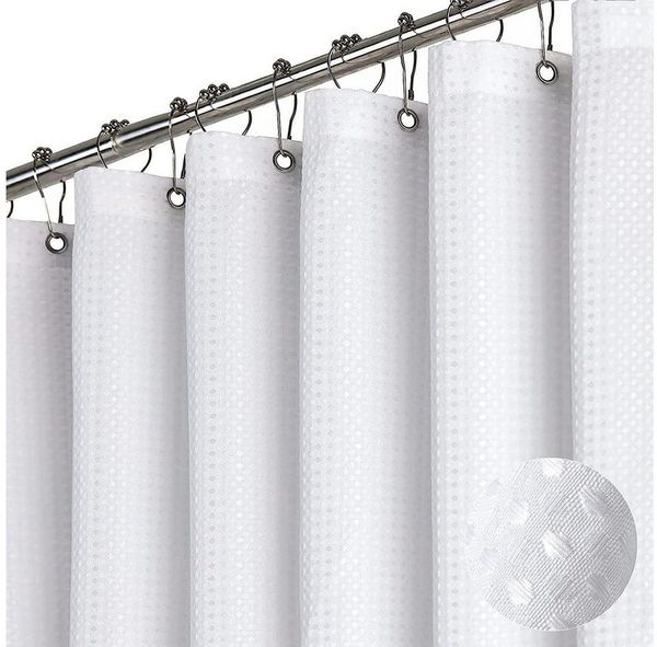 Diwzbyn Duschvorhang aus Waffelstoff, wasserabweisend, waschbar & extra dick Breite 180 cm (1-tlg), strukturierter Stoffvorhang für Badezimmer