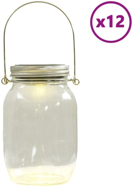 vidaXL Solarleuchten Einmachglas-Design 12 Stk. Warmweiß 4008204