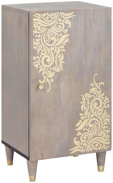 vidaXL Sideboard Grau und Gold 40 x 33 x 75 cm Massivholz Mango 4018796