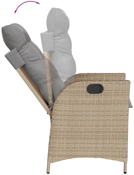 vidaXL Gartensessel mit Kissen Verstellbar Beigemischung Poly Rattan 365261 Bild 7