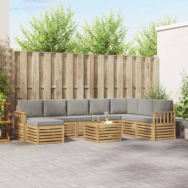 vidaXL Outdoor-Sofagarnitur 7 pcs Weiß und Hellgrau 59 x 59 x 37 cm 3392346