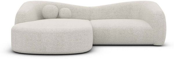 Ecksofa Murcia L Form aus Samtstoff - Boucléstoff - pearl - Links