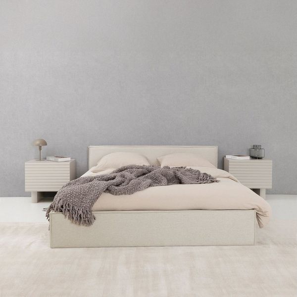 IDIMEX Polsterbett PESARO, Doppelbett 160x200 cm mit Lattenrost Leinen Optik Cremeweiß
