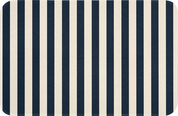 OnlyWow Badematte Vertikale Streifen - Blau - Creme, Höhe 10 mm, Polyester, Rechteckig, Badezimmerteppich, Badteppich, Rutschfest, Badvorleger, Waschbar