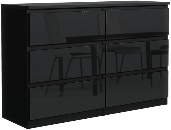 MAGOWA Schubkastenkommode Kommode 120cm - moderne Kommode mit 6 Schubladen für viel Stauraum (Breite 120cm Tiefe 39 cm Höhe 78,5 cm), Unterseite mit Gleitern für optimale Belüftung ausgestattet