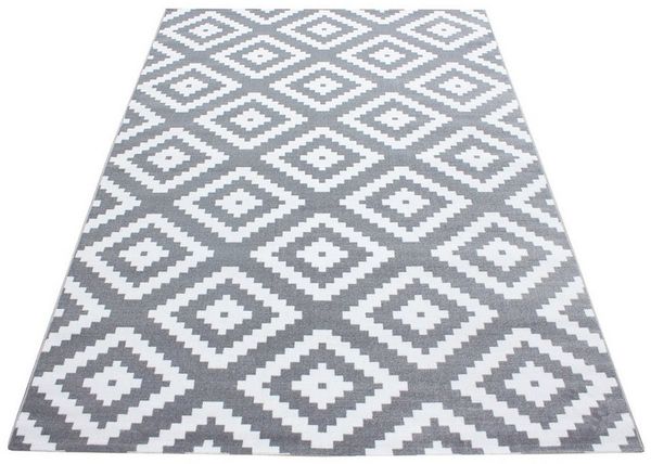 SIMPEX24 Designteppich Geometrisch Design, Läufer, Höhe: 6 mm, Modern Kurzflor Teppich Wohnzimmer Rauten Design Weiß Pflegeleicht
