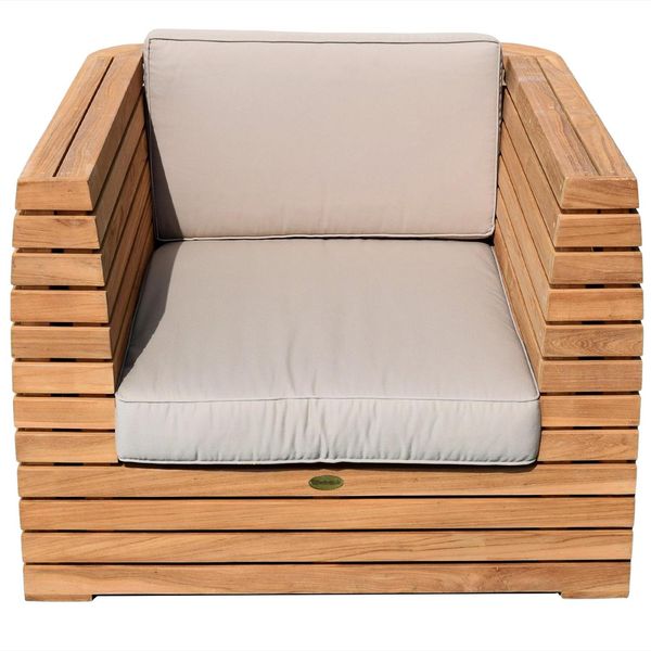 Loungesessel Picardie aus Teak mit Armlehnen und Auflagen von Teako Design