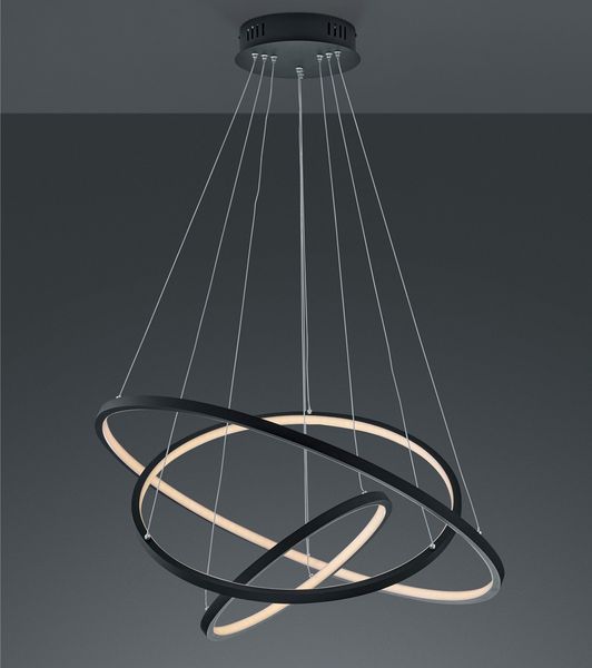 WIZ LED Pendellleuchte AARON Anthrazit mit Fernbedienung, Ø 80cm