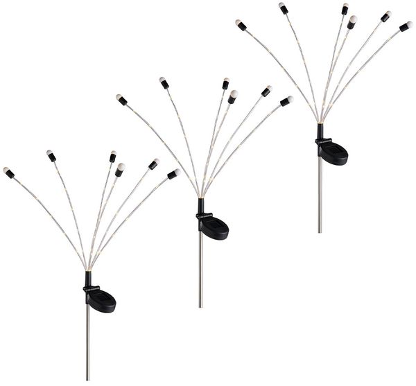3er Set LED Solarleuchte, schwarz, weiß, H 70 cm