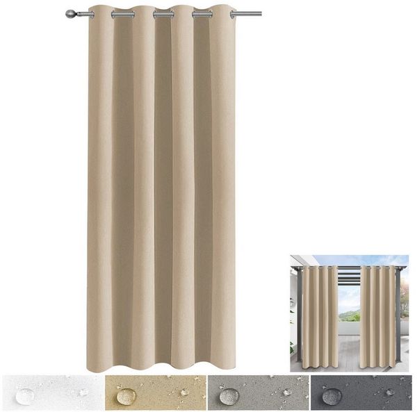 BTTO V&G Outdoorvorhang TerrasseVorhang AußenGardine Wasserdicht Outdoor Gardinen ÖsenVorhänge (1 St), Kabelloses Panel