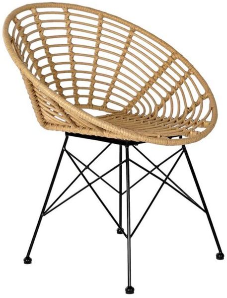 DKD Home Decor Gartenstuhl der Marke, weiß und braun, aus Metall und Polyrattan (72 x 64 x 78 cm)